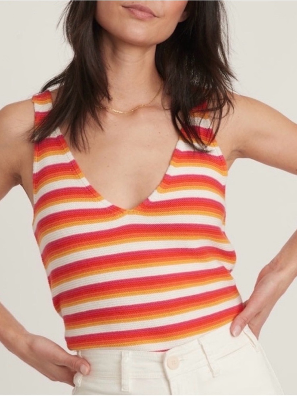 Marine Layer 100% cotton sweater tank in sunset stripe, XS, like new